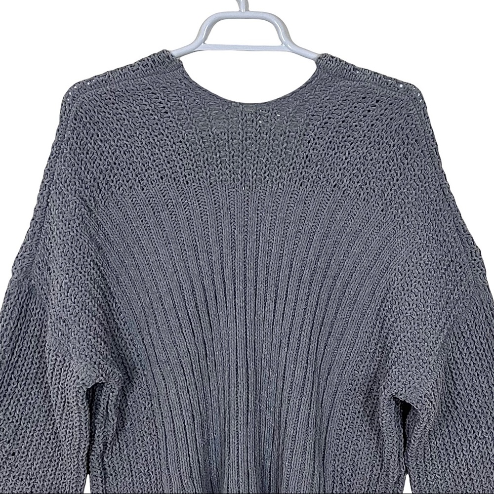 Umgee Oversized Chenille Loose Knit Wide Neckline V-neck Sweater - Picture 10 of 16